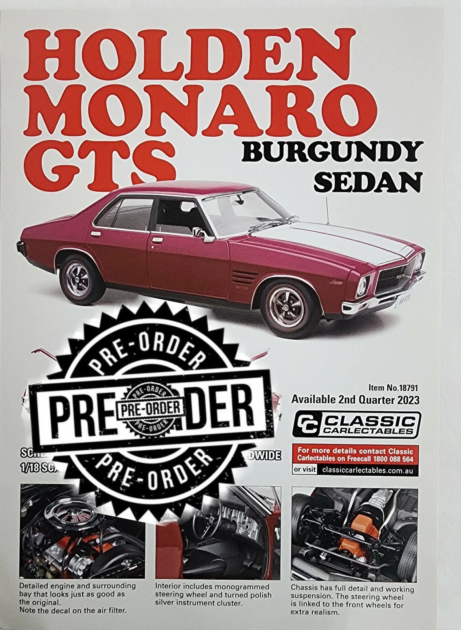 1:18 HOLDEN HQ MONARO GTS BURGUNDY SEDAN 3 1:18 HOLDEN HQ MONARO GTS BURGUNDY SEDAN
