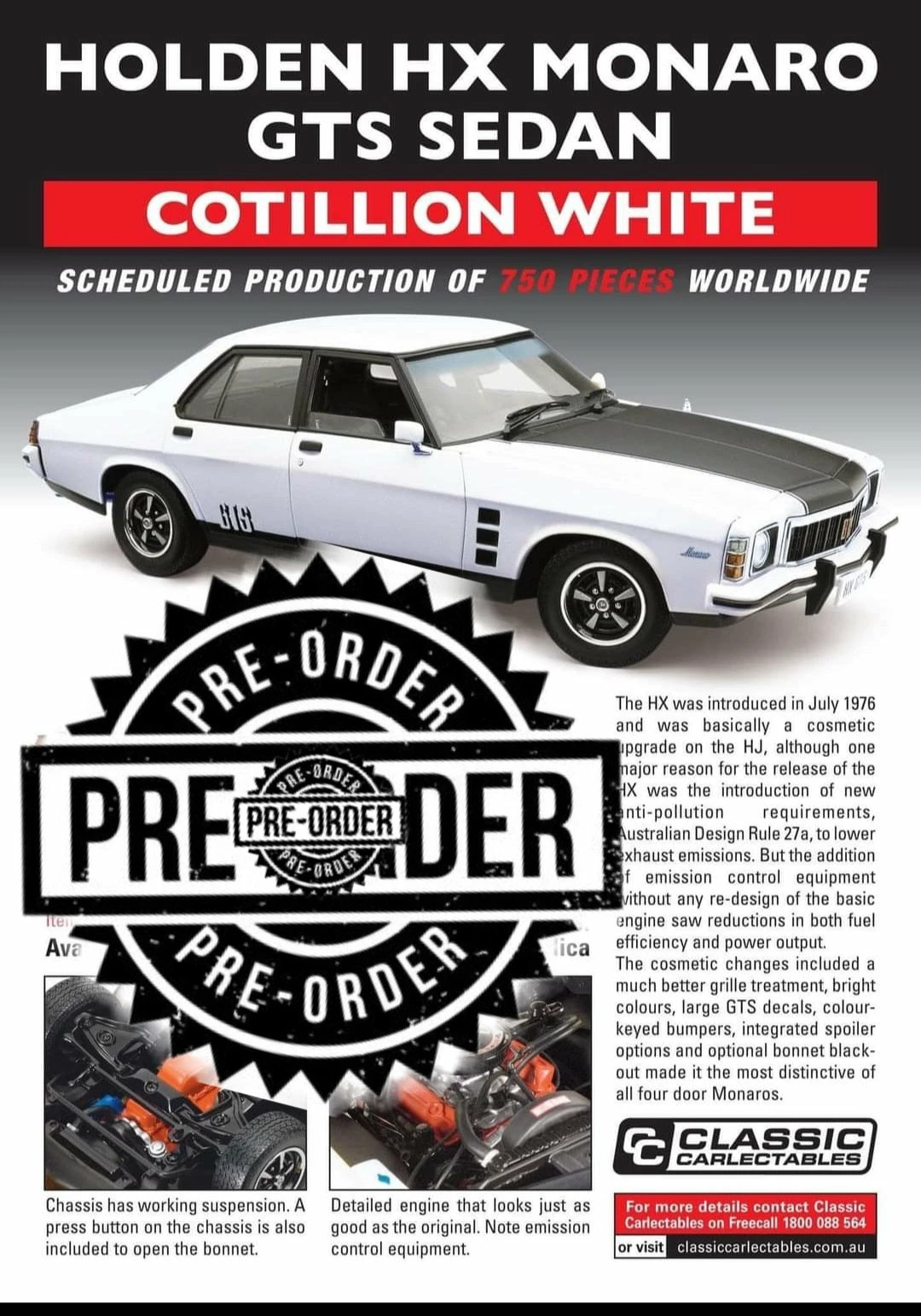 1:18 HOLDEN HX MONARO GTS SEDAN WHITE 3 1:18 HOLDEN HX MONARO GTS SEDAN WHITE
