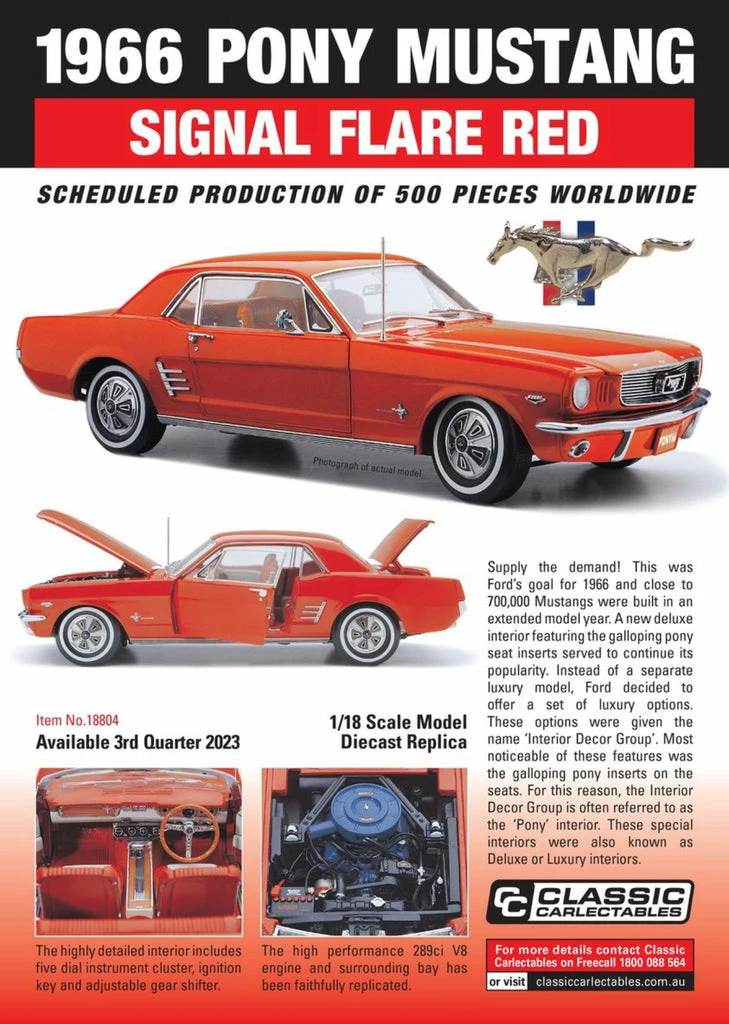 1:18 1966 PONY MUSTANG SIGNAL FLARE RED 3 1:18 1966 PONY MUSTANG SIGNAL FLARE RED